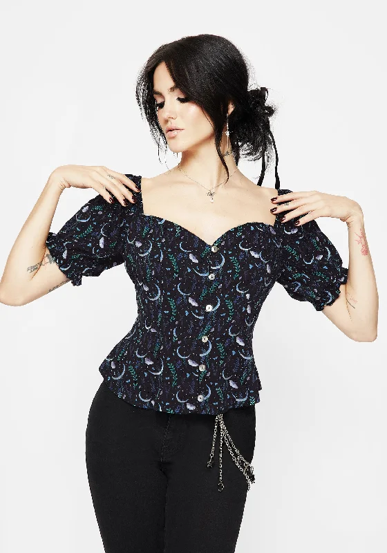 Diana Moon Moth Button Up Top Confident Women's Power