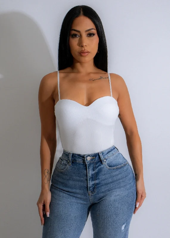 Sculpted Allure Bodysuit White Streetwear Style for 