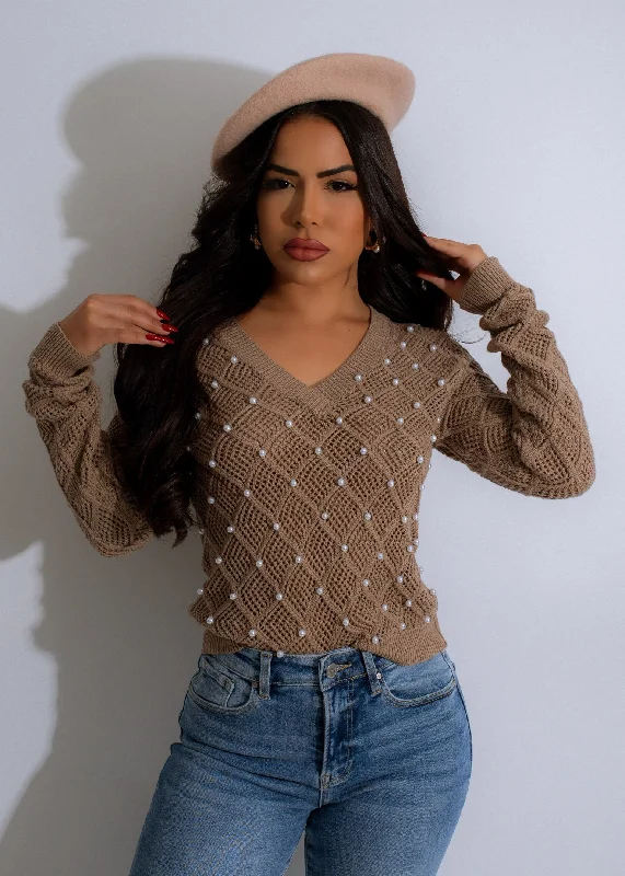 Moonlight Pearl Knit Sweater Brown Athletic Women's 