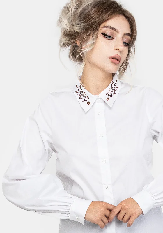 Cybele Embroidered Button Up Shirt Contemporary 