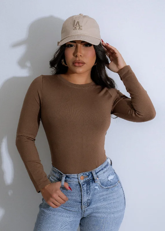 Contour Edge Bodysuit Brown Cashmere