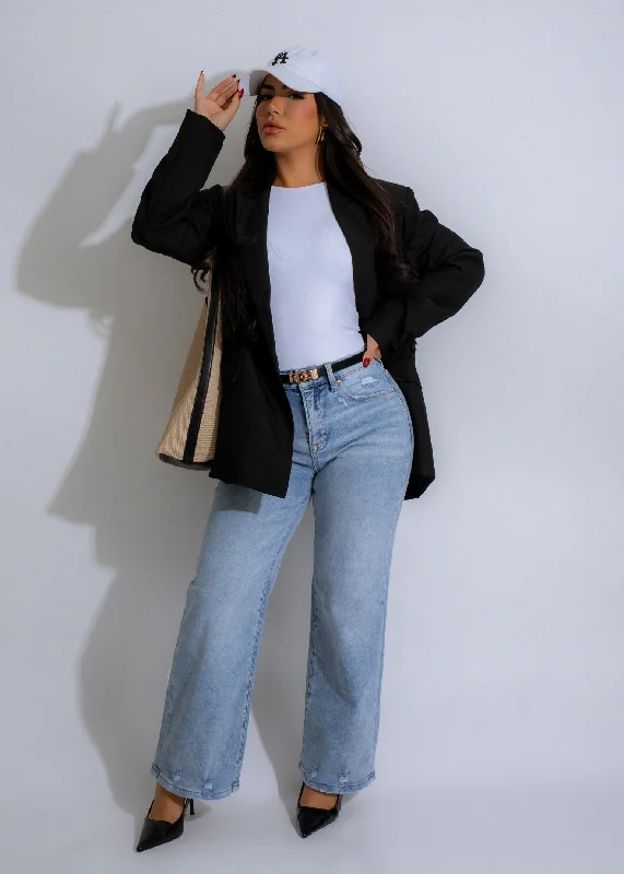 Executive Edge Oversized Blazer Black Preppy Women's College