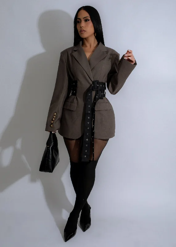 Vanguard Edge Blazer Brown Elegant Women's 
