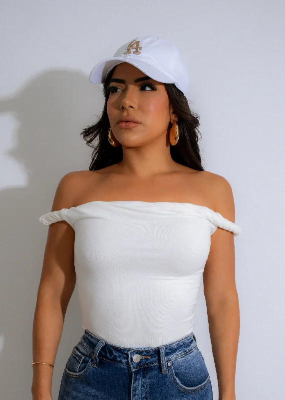 Ethereal Twist Long Top White Elegant Women's Formal 