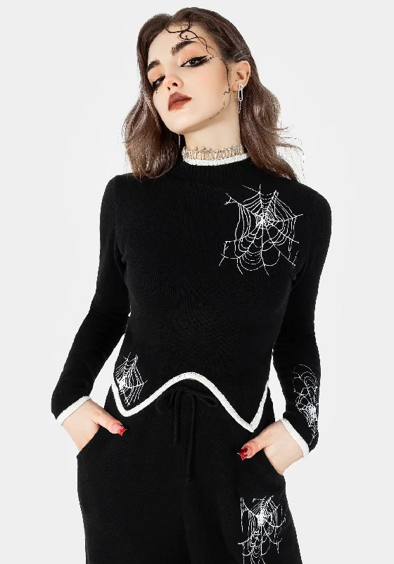 Araneae Embroidered Long Sleeve Knit Jumper Bohemian Women's Free