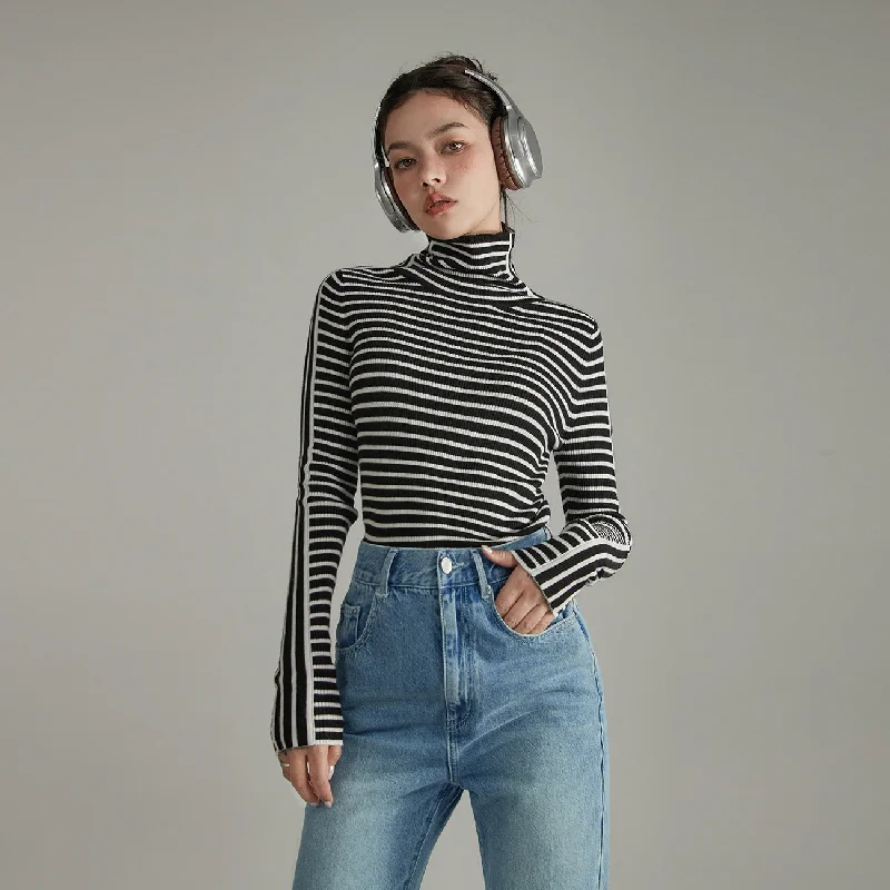 Striped High Neck Knit Top purpose