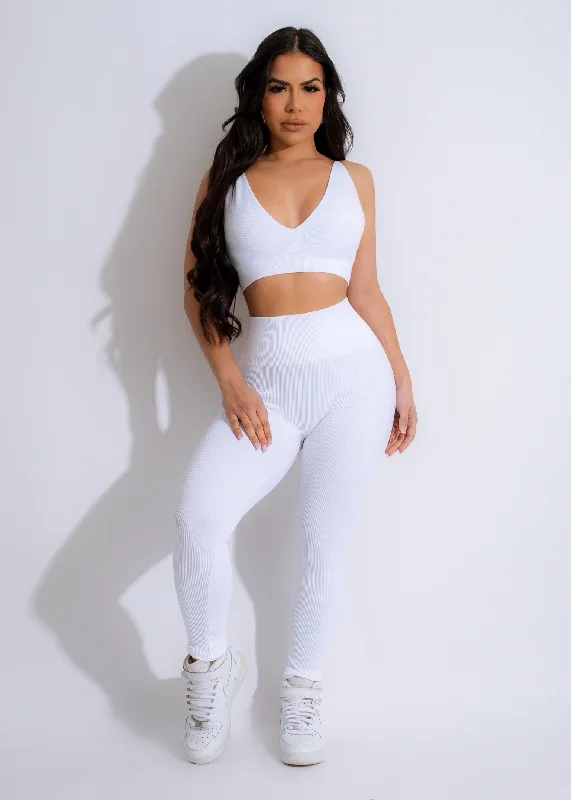 Cardio Rush Ribbed Crop Top White Sophisticated Women's 