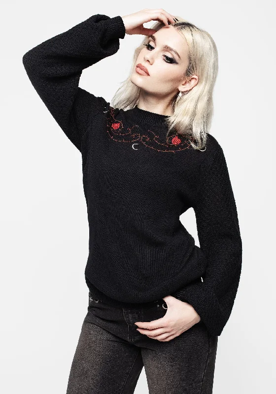 Blush Balloon Sleeve Embroidered Jumper Country