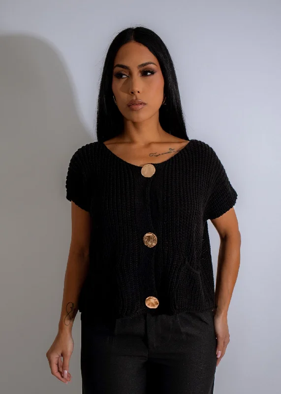 Golden Hour Knit Long Top Black Bold Women's Statement