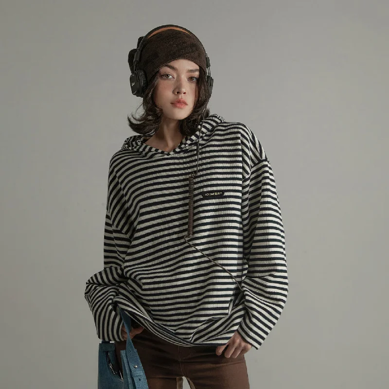 Striped Overfit Long-Sleeves Hoodie Scandinavian