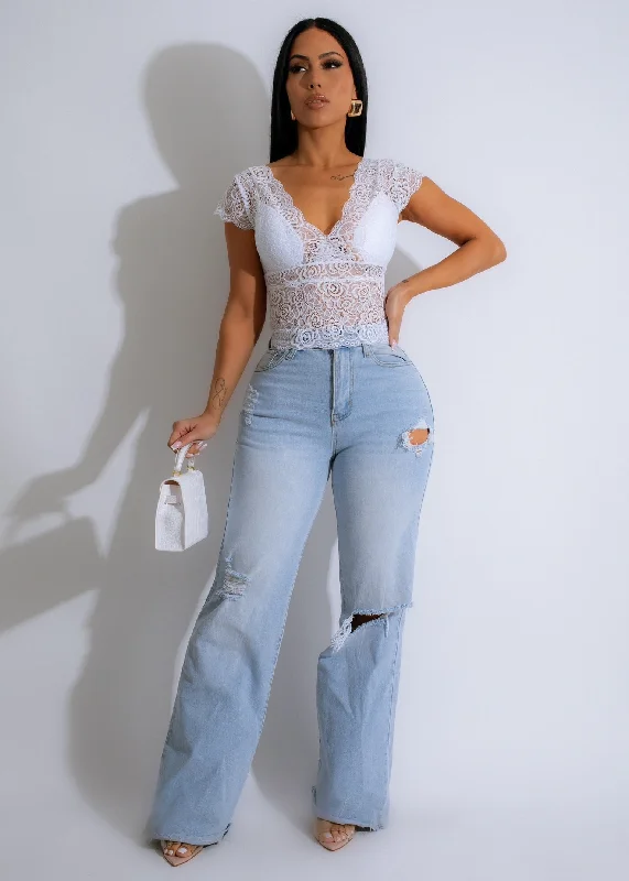 Focus On Me Lace Crop Top White Dynamic Women's Moto