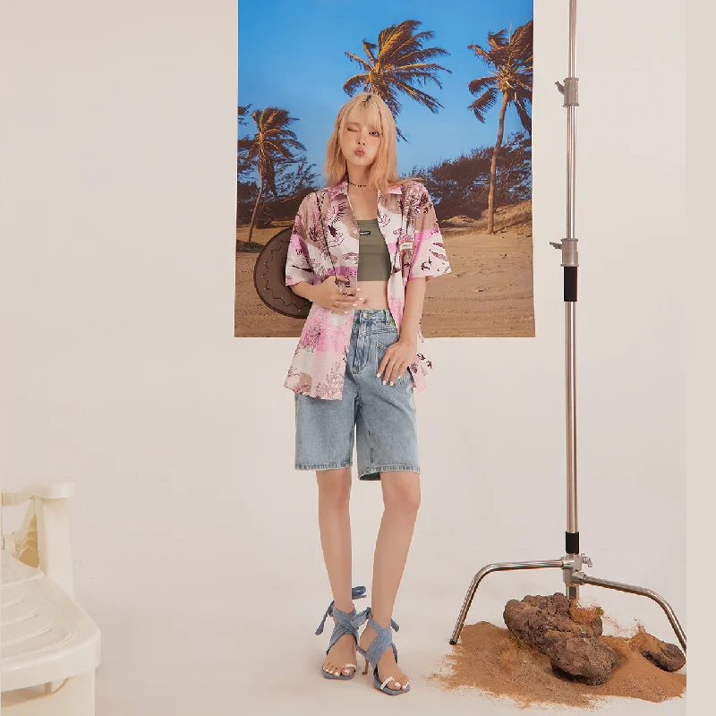 Holiday Hawaiian Print Shirt Cozy Women's Winter