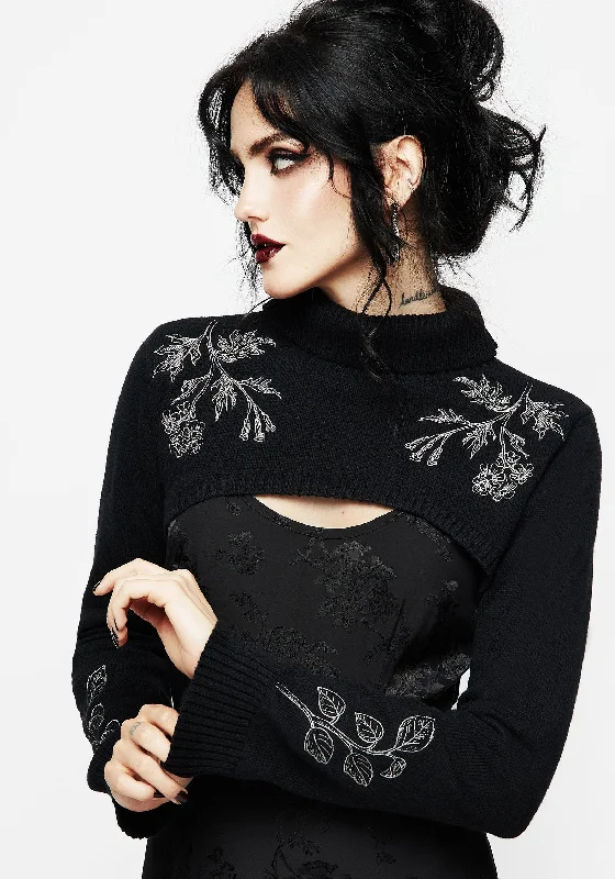 Amalthea Embroidered Roll Neck Extreme Crop Jumper Modern Women's 