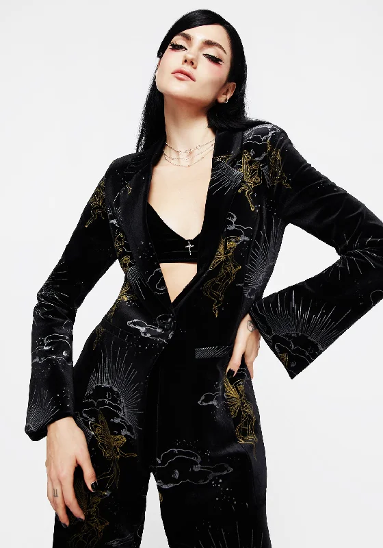 Adelina Foil Print Velour Blazer Athletic Women's 