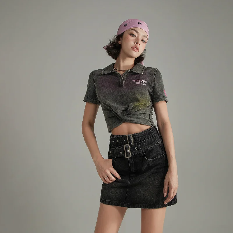 Vintage Wrap Short Sleeve Top Hip Women's Urban