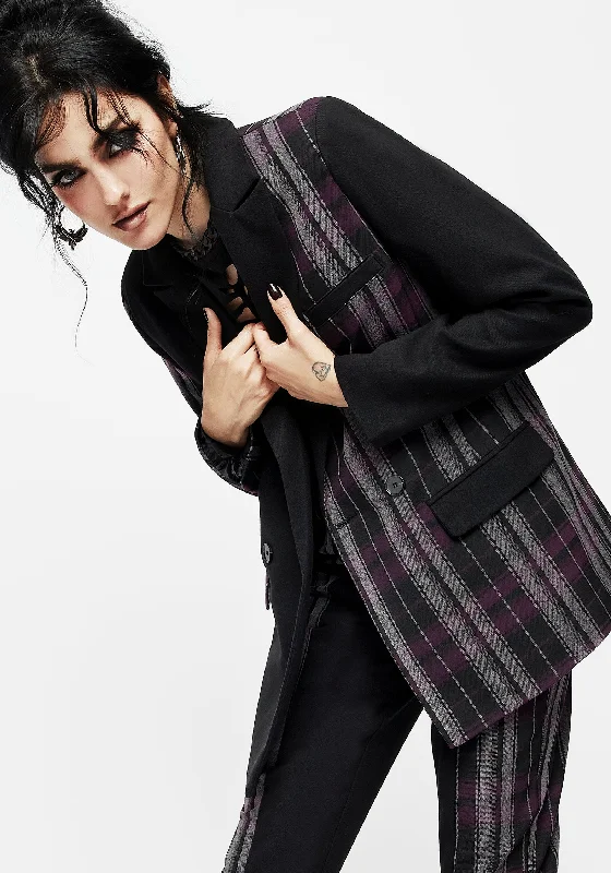 Gambit Spliced Check Blazer Confident Women's High - fashion