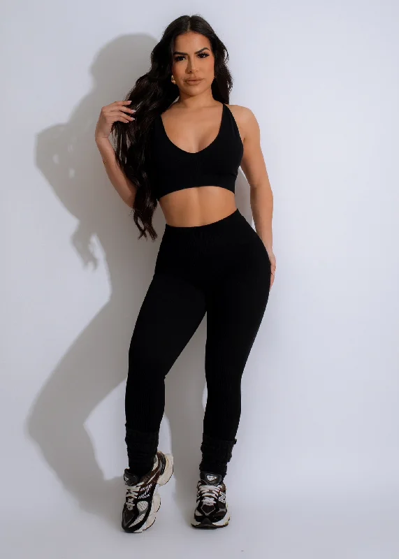 Cardio Rush Ribbed Crop Top Black French