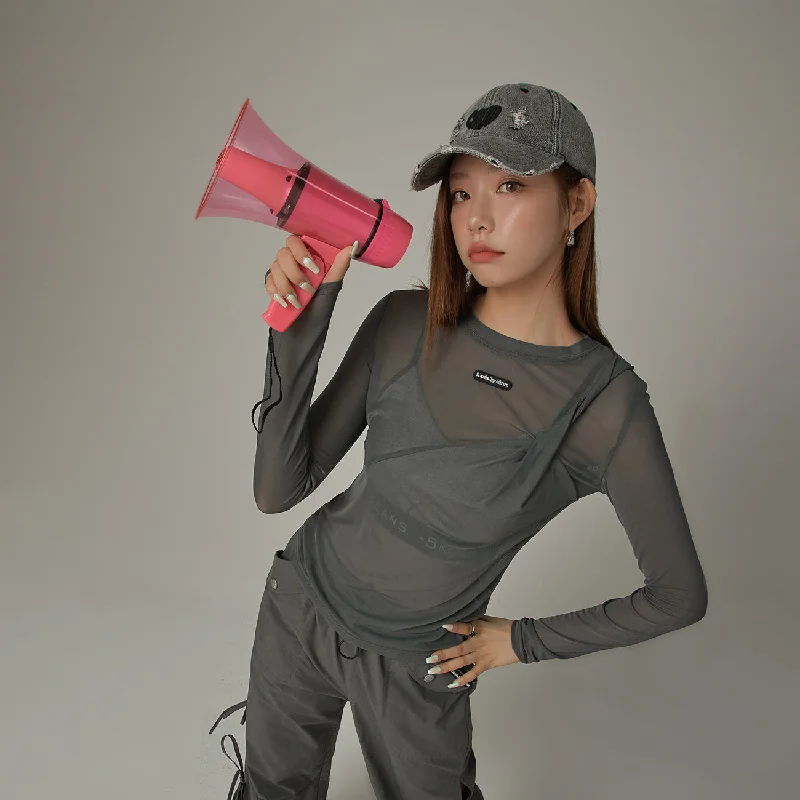 Round Neck Layered Unbalanced Slim Long Sleeved Top Youthful Women's Anime - inspired