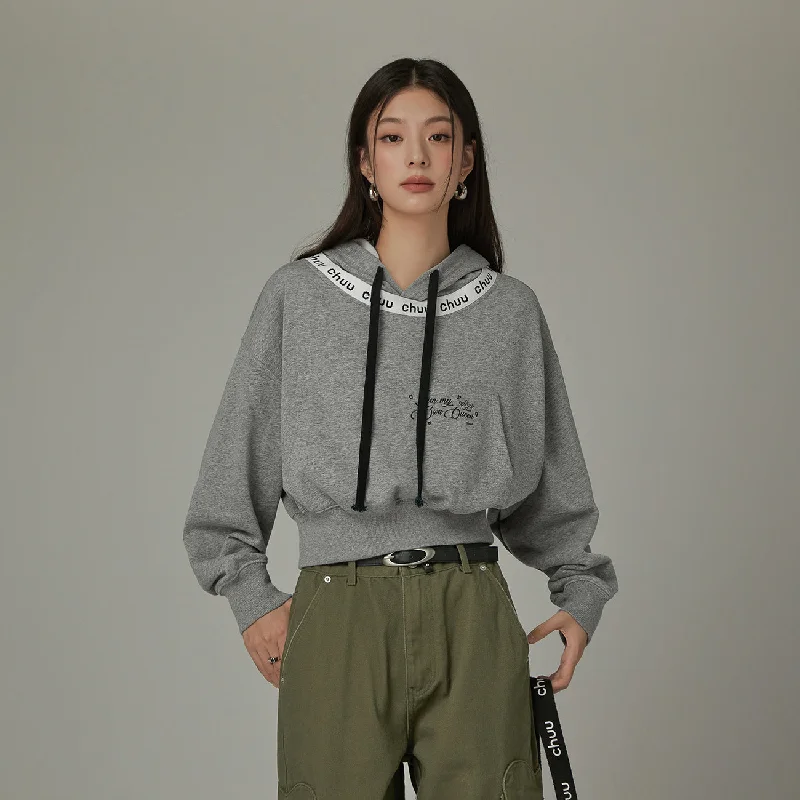 Logo Lettering Big Pocket Loose Fit Hoodie Classic Women's Tweed