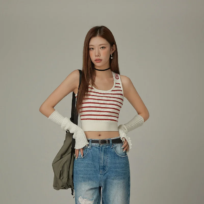 Striped Crop Sleeveless Top Modern Women's 