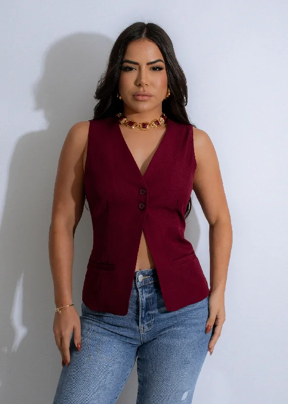 Heritage Chic Long Top Red Refined Women's Classic 