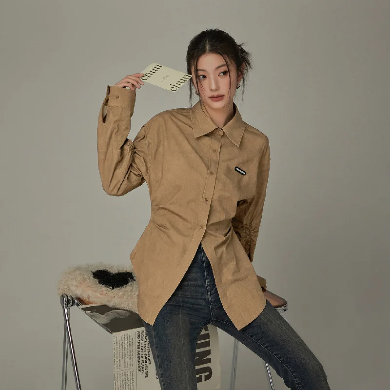 Shirring Unbalanced Button Shirt purpose