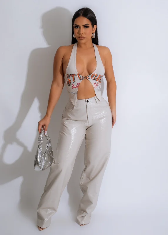 South Motorcycle Crop Top Nude Classic Women's Tweed