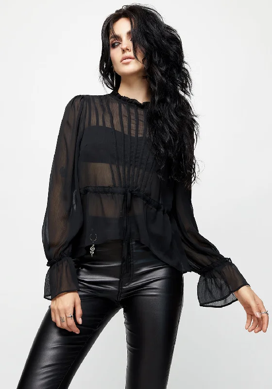 Spirit Sheer Pintuck Ruffle Top Sporty Women's Tennis