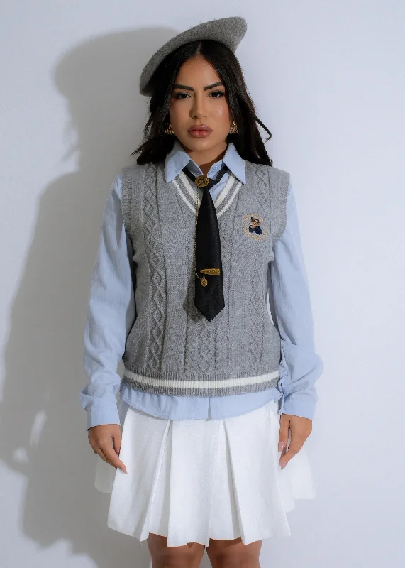 The Scholar's Edit Knit Long Top Grey Contemporary 