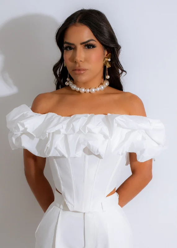 Can't Hide From Me Ruffle Corset White Women
