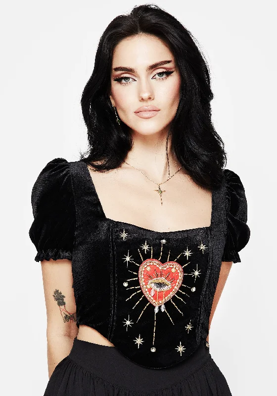 Ingrid Embroidered Applique Corset Top Practical Women's Multi - 