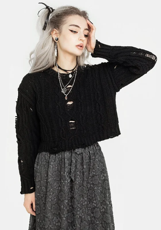 Nemesis Distressed Cable Knit Jumper Bold Women's Statement