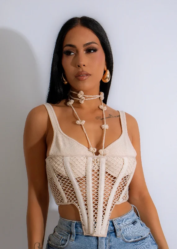 All The Feels Knit Corset Top Nude Streetwear Style for 