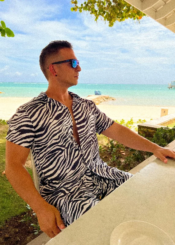 Salvaje Men Shirt White Geometric