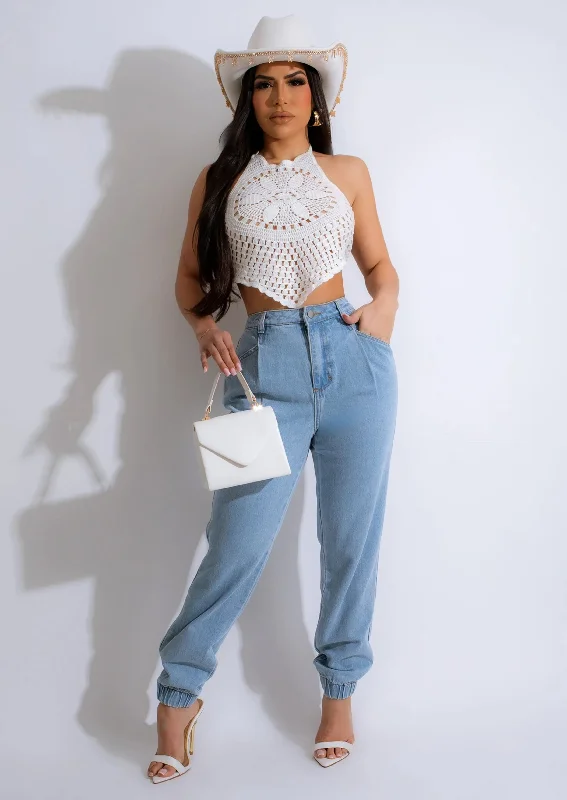 Flower Kiss Crochet Top White Gym