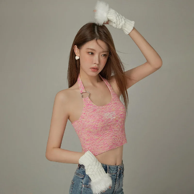 Halter Neck Ribbed Sleeveless Top Adventure