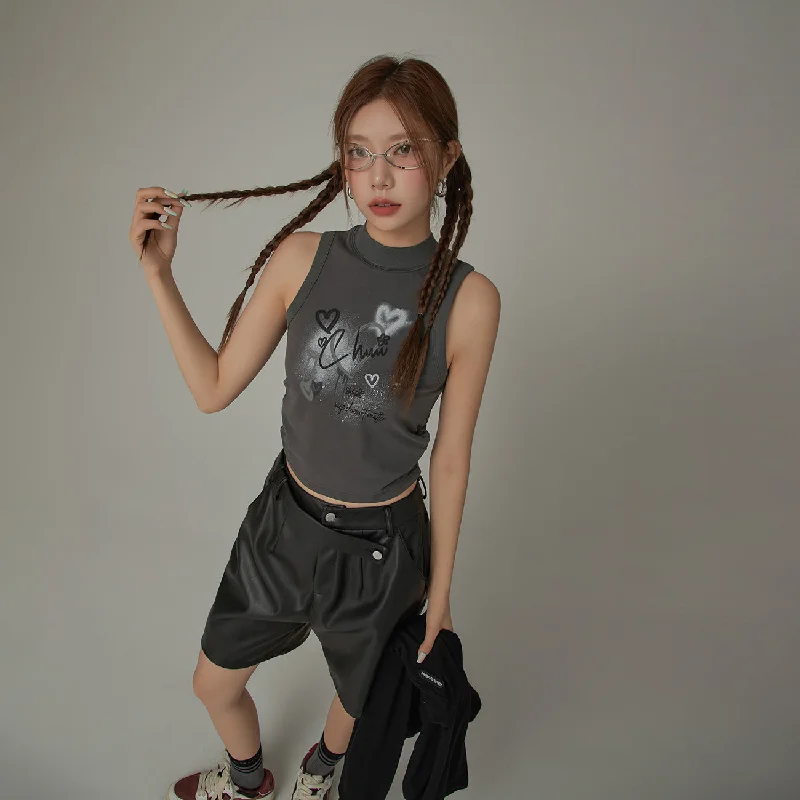 Size Doesnt Matter Heart Shirring Sleeveless Top Gym