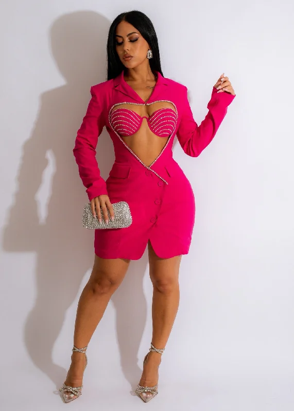 Meet And Greet Blazer Mini Dress Set Pink Luxurious Women's High -  end