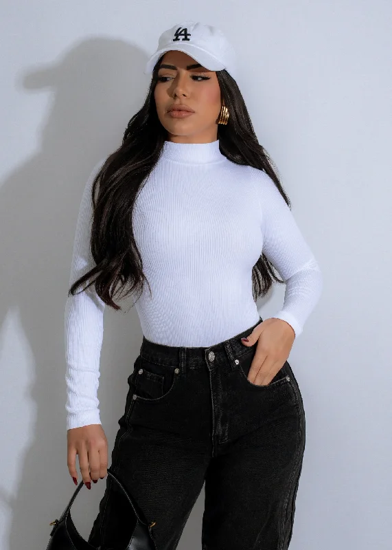 Radiant Contour Ribbed Bodysuit White Hip Women's Urban