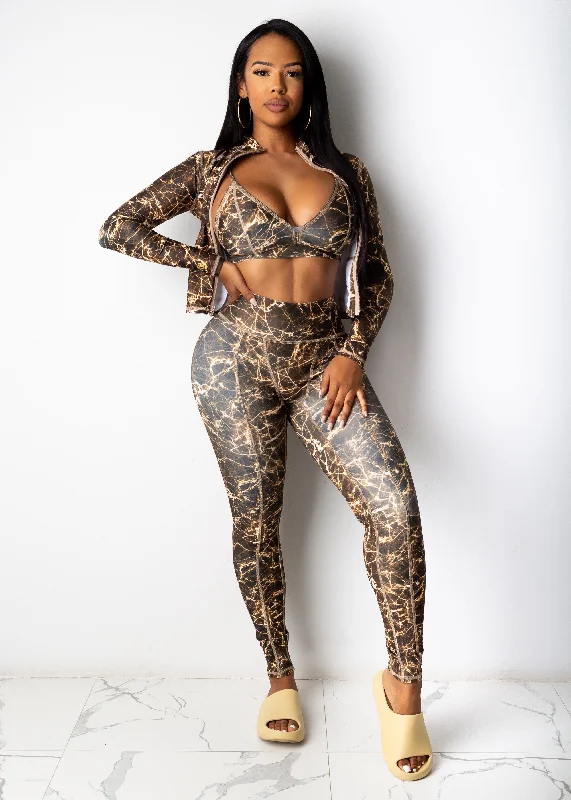 Higher Love Sports Bra Brown Bold Women's Animal Print