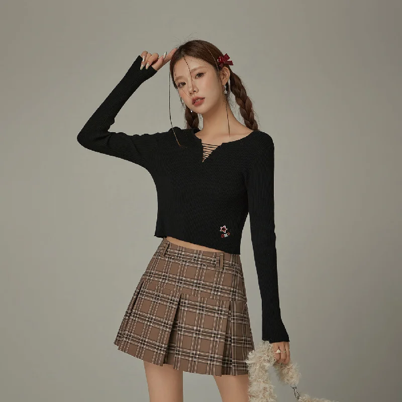 Embroidered Crop Knit Top Hip Women's Urban