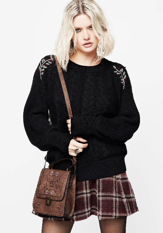 Patrice Embroidered Cable Knit Jumper Elegant Women's Formal 
