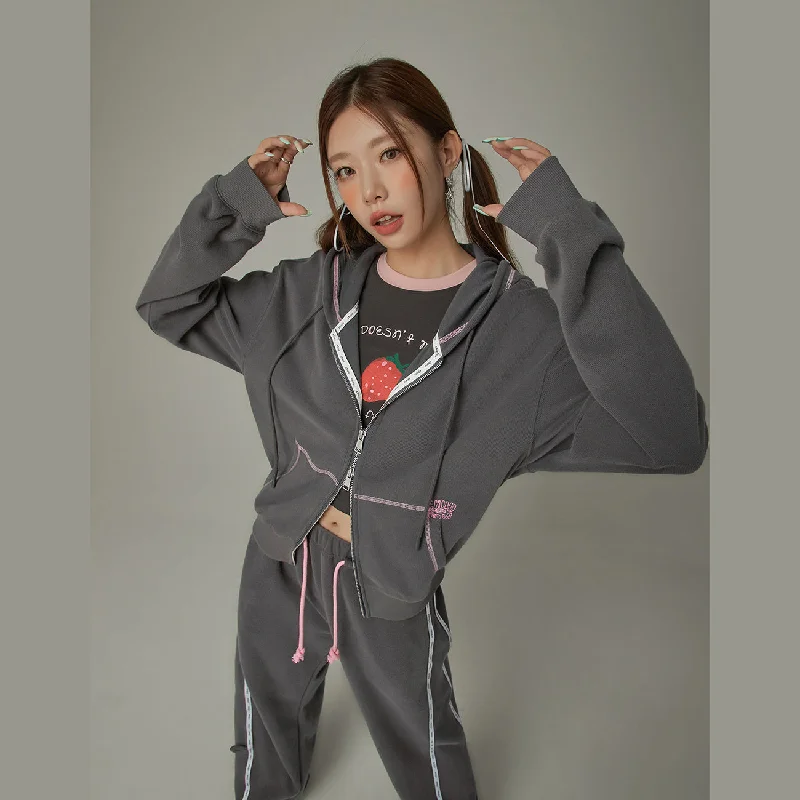 Loose Fit Hooded Zip-Up Business