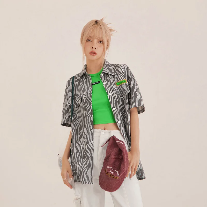Zebra Print Loosefit Long Shirt Stylish Women's Tropical 