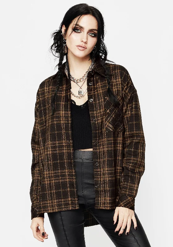 Vetula Embroidered Oversized Check Shirt Cool Women's Skate