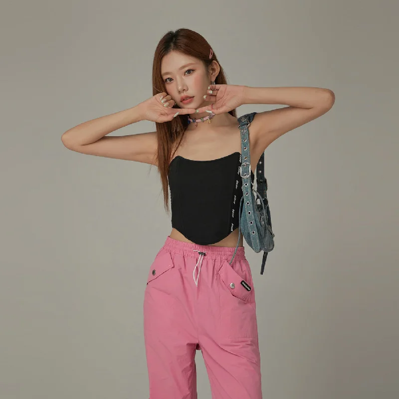 Lined Logo Unbalanced Tube Top Bohemian Women's Free
