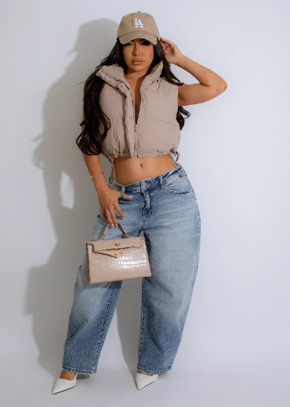 Cloud Puff Vest Jacket Brown Business