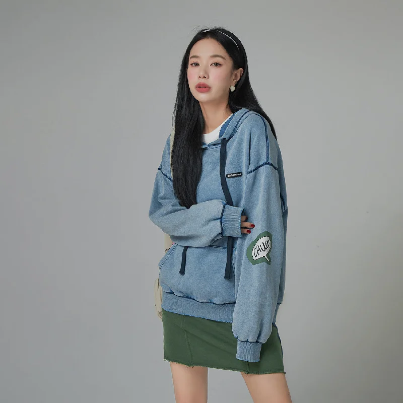 Cute Cartoon Overfit Hoodie Refined Women's Velvet