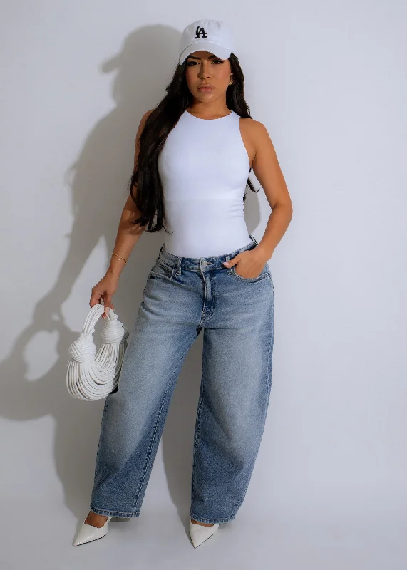 Midnight Essential Bodysuit White Sporty Women's Athleisure 
