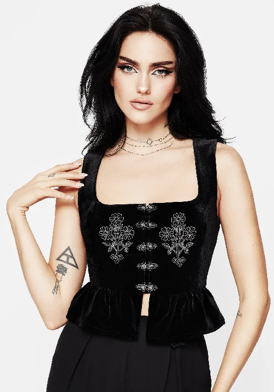Hellebore Floral Embroidered Waistcoat Top Rugged Women's Outdoor 
